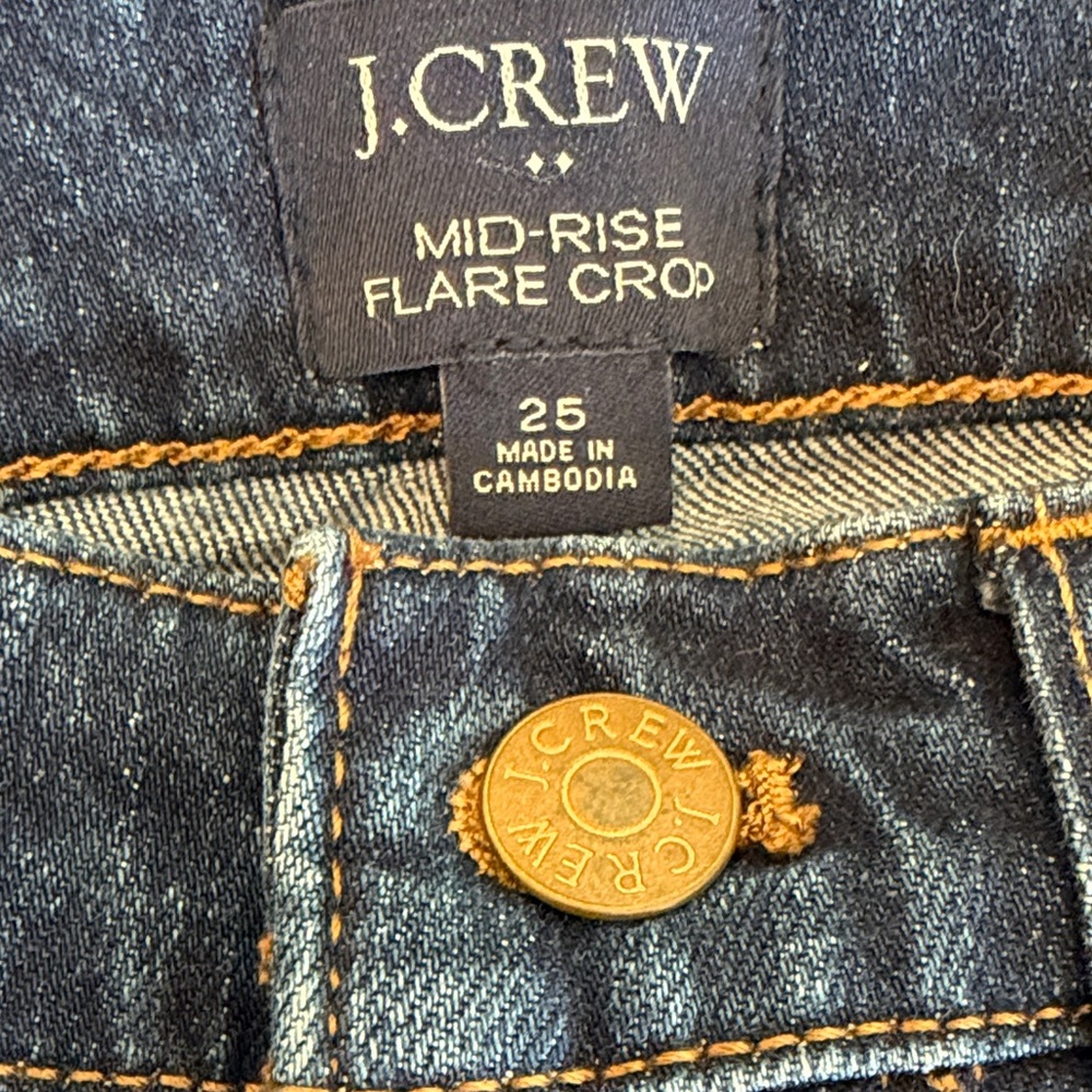 J. Crew Dark Blue Mid-Rise Crop Button-Fly Jeans Size 25 - Picture 2 of 4